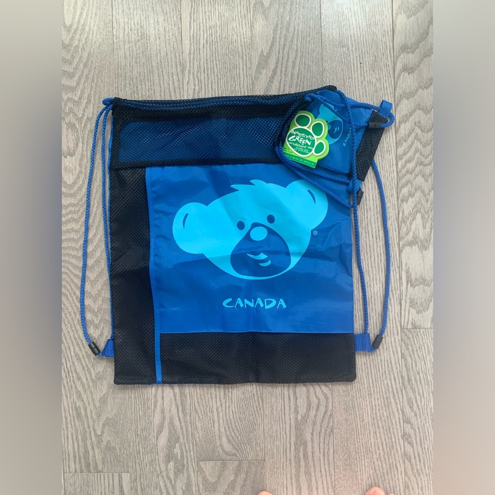 New Build-a-bear Blue Canada Drawstring Backpack